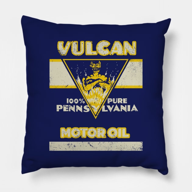 Vintage Vulcan Motor Oil Pillow by StudioPM71