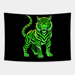 Neon Green Tiger Tapestry