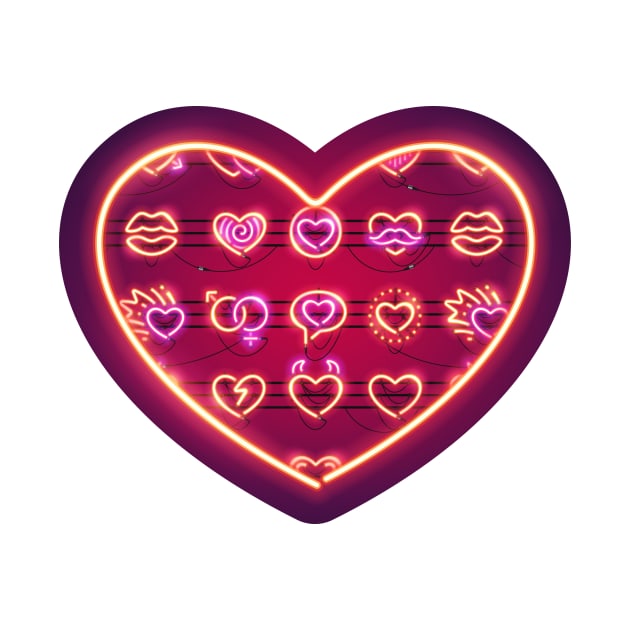 Glowing Neon Hearts Seamless Background by Voysla