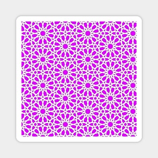 Pink and White Star Moroccan Star Pattern Magnet