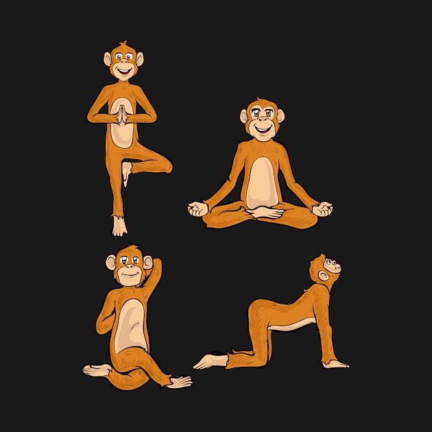 Funny yoga monkey monkeys namaste meditate zen by SpruchBastler