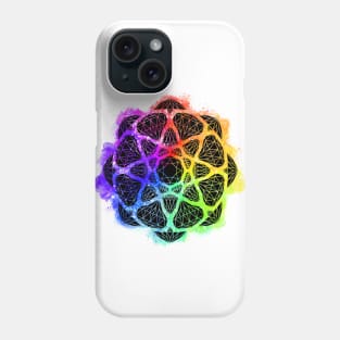 Rainbow Watercolor Crystal Mandala - Black Silhouette Phone Case