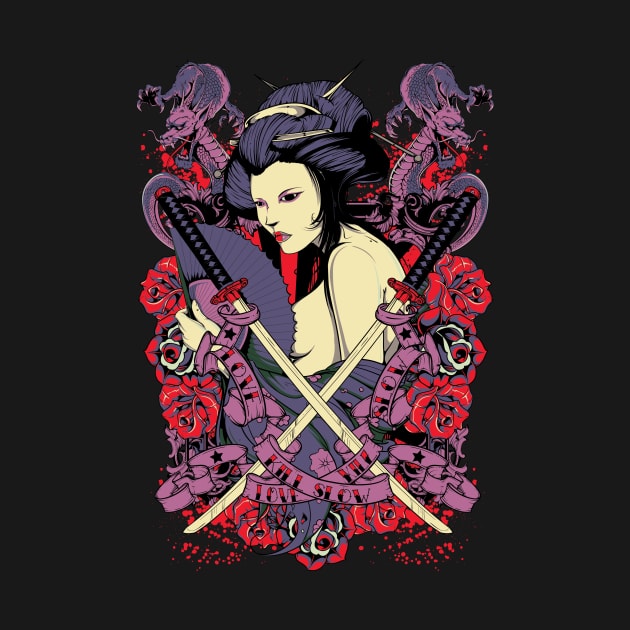 Japan Geisha with Katana by XOZ