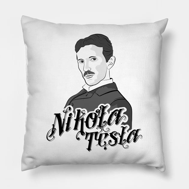 Nikola Tesla science geek nerd Pillow by untagged_shop