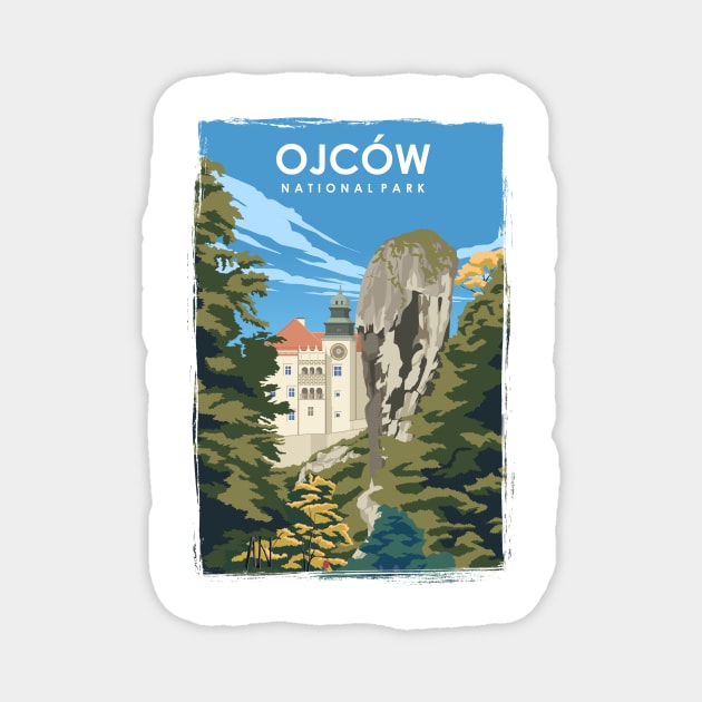 Ojcow National Park Minimal Travel Art Magnet by jornvanhezik