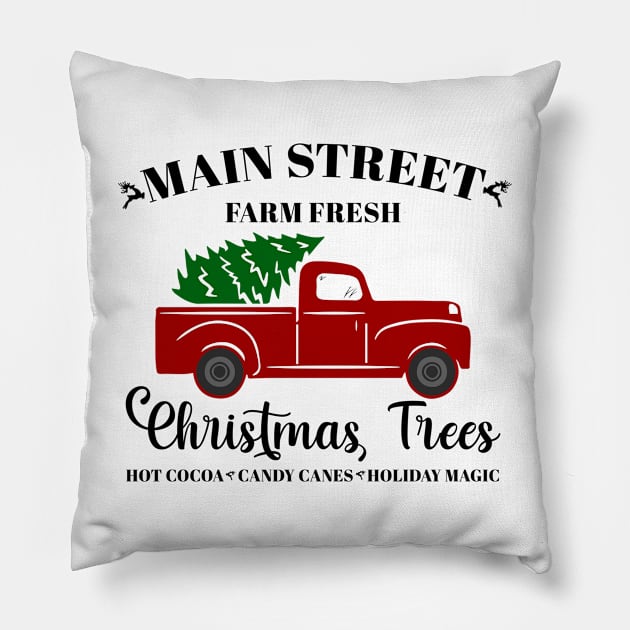 Main street farm fresh christmas trees Pillow by Samantha Simonis