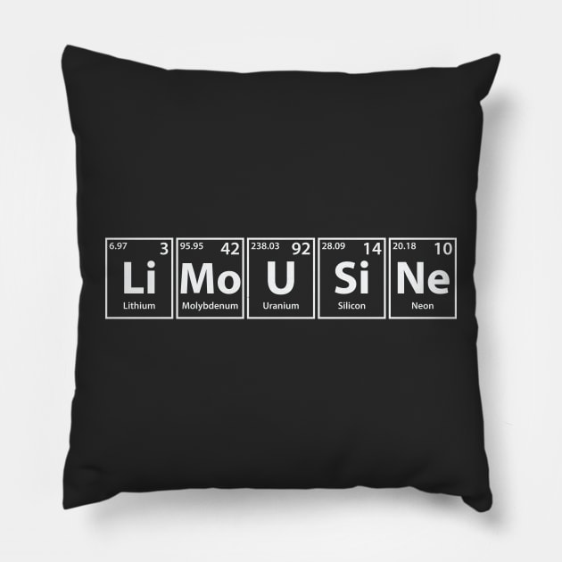 Limousine (Li-Mo-U-Si-Ne) Periodic Elements Spelling Pillow by cerebrands