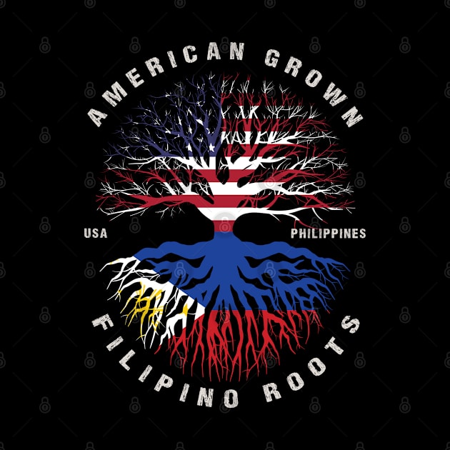 American Grown Filipino Roots Philippines Flag by heart teeshirt