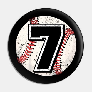 Kids Birthday Boy 7 Seven Baseball 7Th Birthday Baseball Player Pin