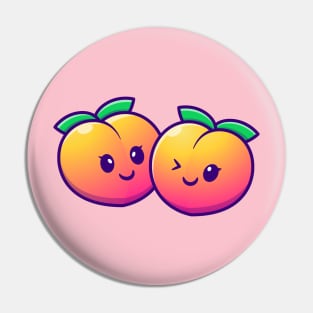 Cute Couple Peach Fruit Cartoon Pin