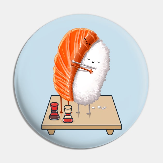 Cute Sushi Hugging Pin by balibeachart