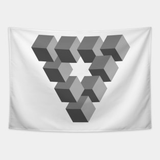 penrose triangle geometry cube penrose stairs illusion Tapestry