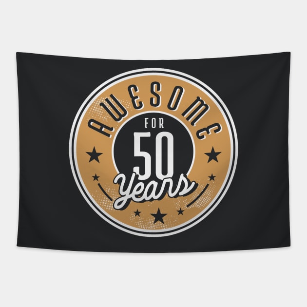 Vintage Awesome for 50 Years // Retro 50th Birthday Celebration Tapestry by Now Boarding