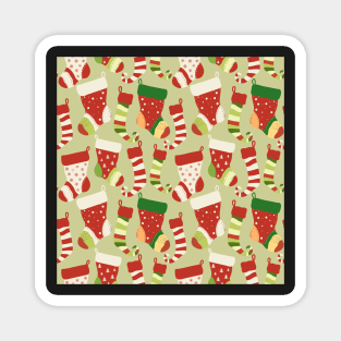 Christmas red and green socks seamless pattern Magnet