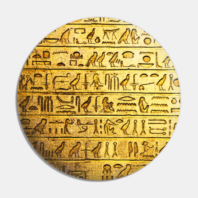 Ancient Egyptian Hieroglyphs Yellow Pin by surfsprite