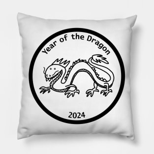 Year of the Dragon 2024 Black Line Pillow