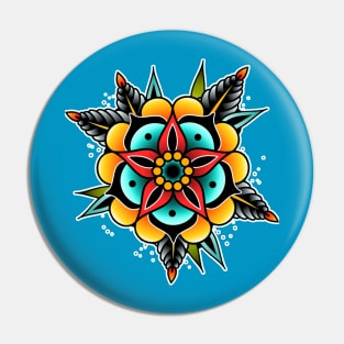 Traditional Flower Tattoo Pin