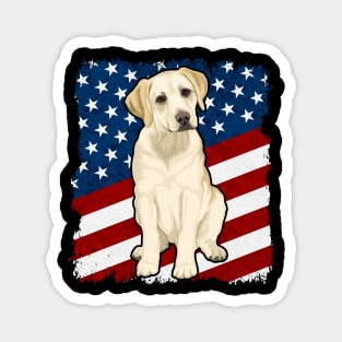 Yellow Labrador Dog American Flag Magnet