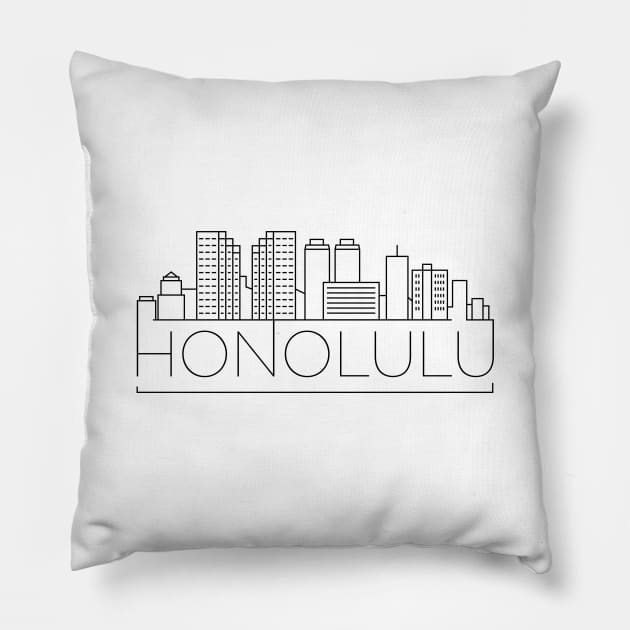 Honolulu Minimal Skyline Pillow by kursatunsal