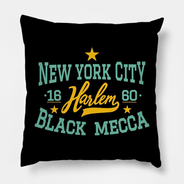 Black Mecca Harlem New York - Harlem Logo - Black Mecca Harlem Shirt Pillow by Boogosh