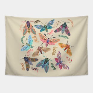 Boho Moth Cottagecore Aesthetic Tapestry
