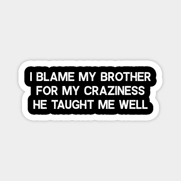 I blame my brother for my craziness Magnet by trendynoize