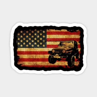 Vintage Jeep U.S Flag Magnet