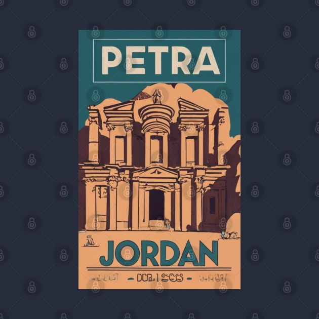 A Vintage Travel Art of Petra - Jordan by goodoldvintage