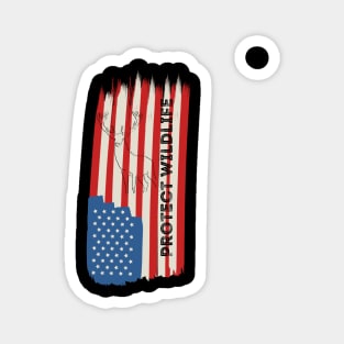 Protect Wildlife USA Flag T-Shirt Magnet