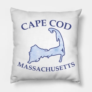 Preppy Vintage Blue Cape Cod Massachusetts Map Pillow