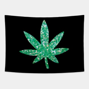Glittery Green Weed Leaf Tapestry