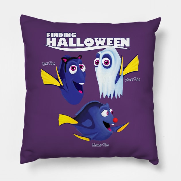 Finding Halloween Dory Cat Fish, Ghost Fish, Clown Fish Pillow by ZZDeZignZ