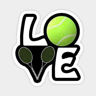 Tennis Love with Ball and Rackets for Players and Fans (White Letters) Magnet