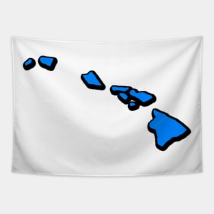 Bright Blue Hawaii Outline Tapestry