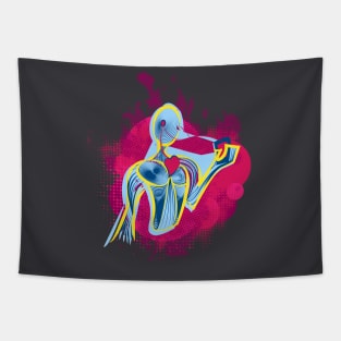 Abstract Listening to Music Headphones Tapestry