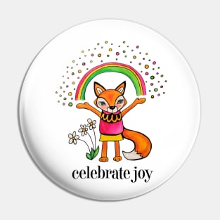 Celebrate Joy: Cute Fox Drawing Watercolor Illustration Pin