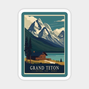 Grand Teton National Park Vintage Travel Poster Magnet