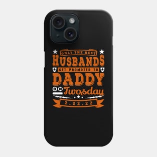 Promoted To Daddy on Twosday Typography White Brown Text Phone Case