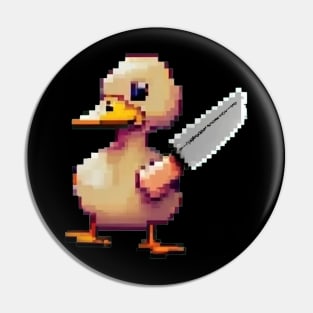 Pixel Art Duck and Knife Pin