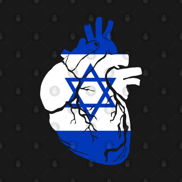 Anatomical heart design, Israel flag by Bun Art Store