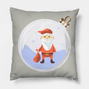 Santa Claus with gift bag in Christmas bauble Pillow