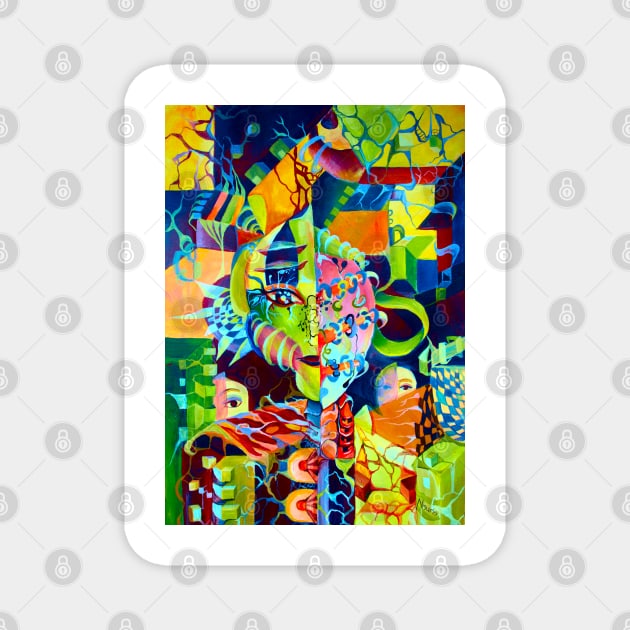 Pop Surreal Skull Maximalism Futuristic Artwork Magnet by Nisuris Art