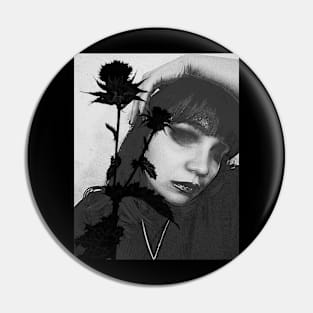 goth girl with the black rose Pin