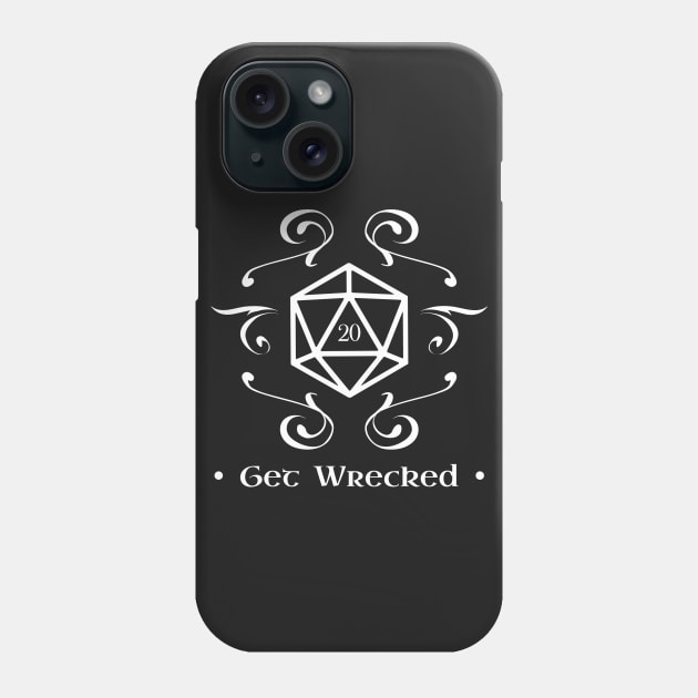 Dungeons Crawler and Dragons Slayer Crit Get Wrecked D20 Dice RPG Phone Case by pixeptional