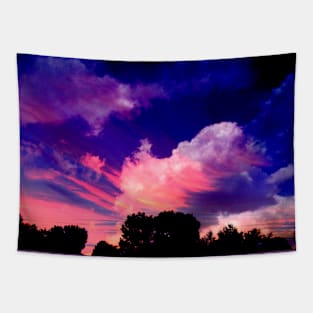 Beautiful Sky and Nature double exposure Tapestry