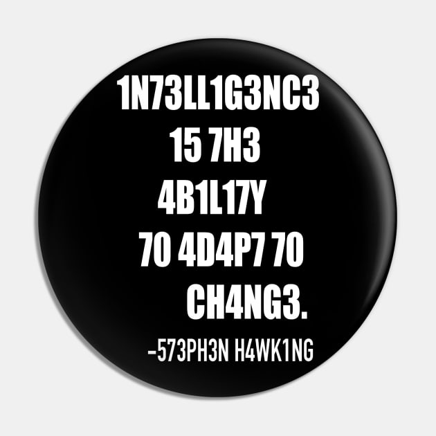 Intelligence (white lettering) Pin by Timzartwork