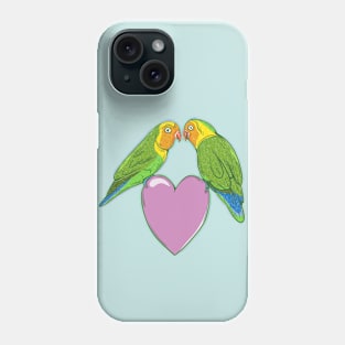 Love birds on a heart Phone Case