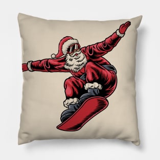 Cool Snowboarding Santa Claus Pillow