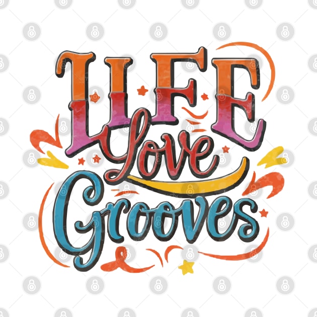 Vintage Life Love Grooves Watercolor by rn-eshop