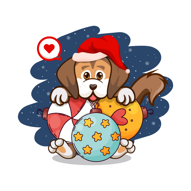 Christmas dog santa hat - ornaments Xmas balls by Qprinty